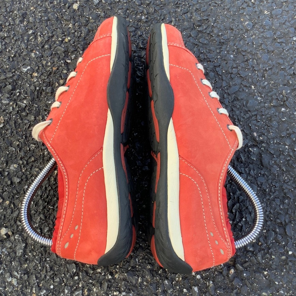LL Bean Comfort Mocs Women 8 Medium Coral Orange Nubuck Leather Lace Up 283377
